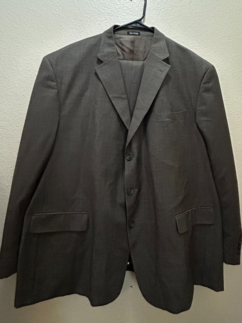 Stafford Men's Heathered Brown Taupe Worsted Wool 3-Button Suit Jacket Blazer